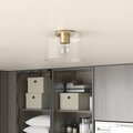 Henn & Hart Henri Flush Mount Ceiling Light with Clear Glass Shade, Brass Finish SF1282